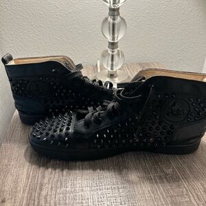 Men's Louis Mid-Top Spiked Leather Sneakers